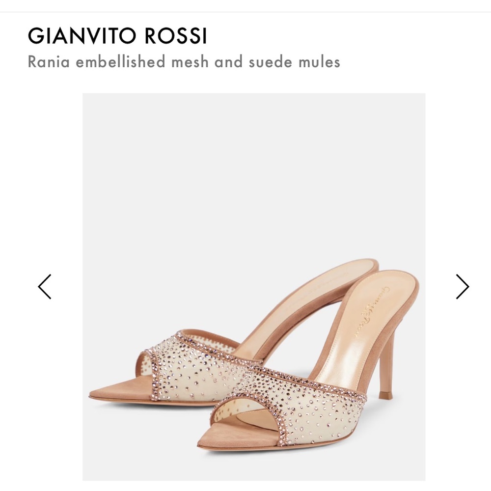 Gianvito Rossi Rania embellished mesh and suede mules - Picture 3 of 3